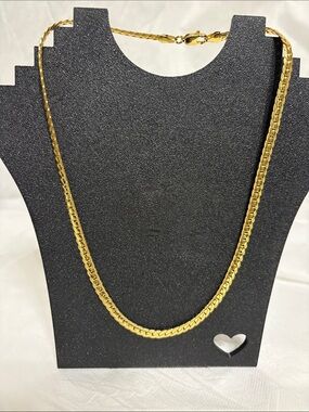 Gold 18 KT Overlay Flat Chain Necklace